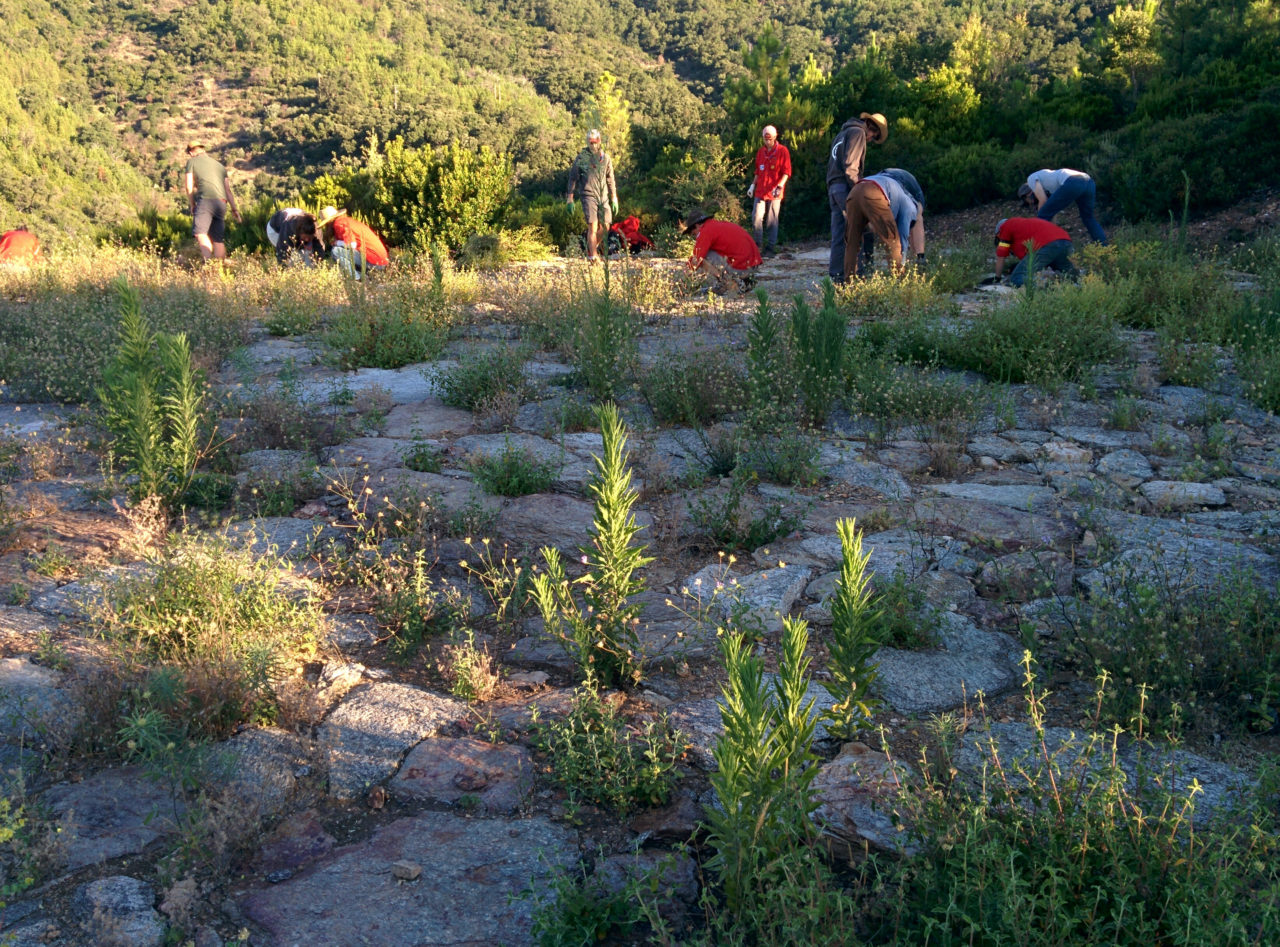 0918- Désherbage en cours de l'aire de Val d'Aubert.