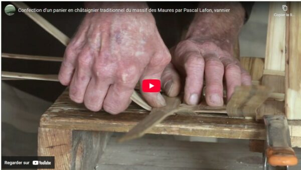 Confection d'un panier en châtaignier traditionnel du massif des Maures par Pascal Lafon, vannier